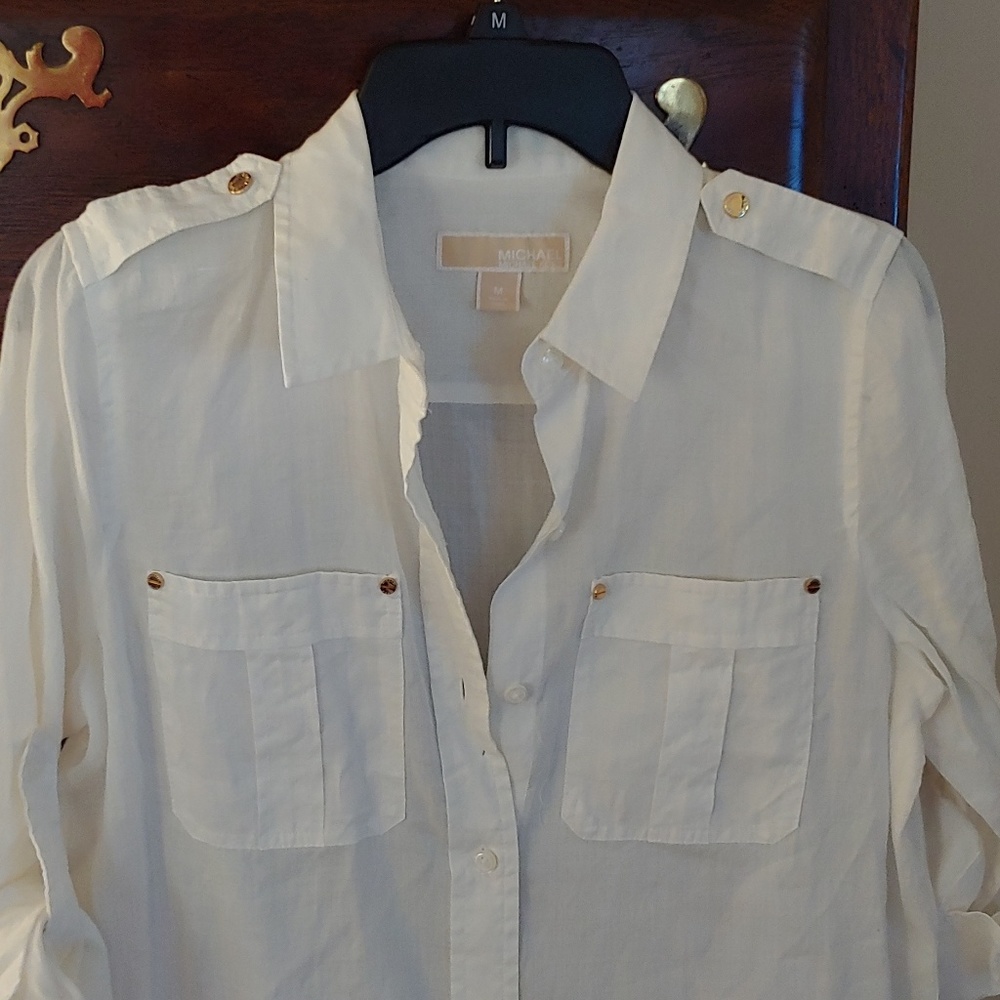 Michael Kors Safari inspired white top